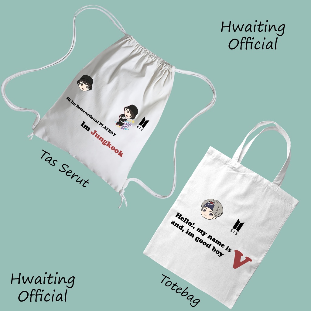 Totebag BTS We are BulletProof Jimin Jungkook V RM Suga Jin Jhope Kanvas Tebal