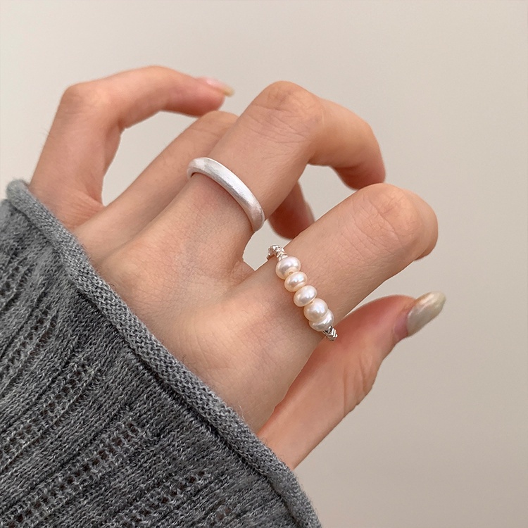 Suhao 925 sterling silver rusak cincin manik-manik perak perempuan in baru desain ceruk sederhana cincin jari telunjuk fashion kepribadian disesuaikan