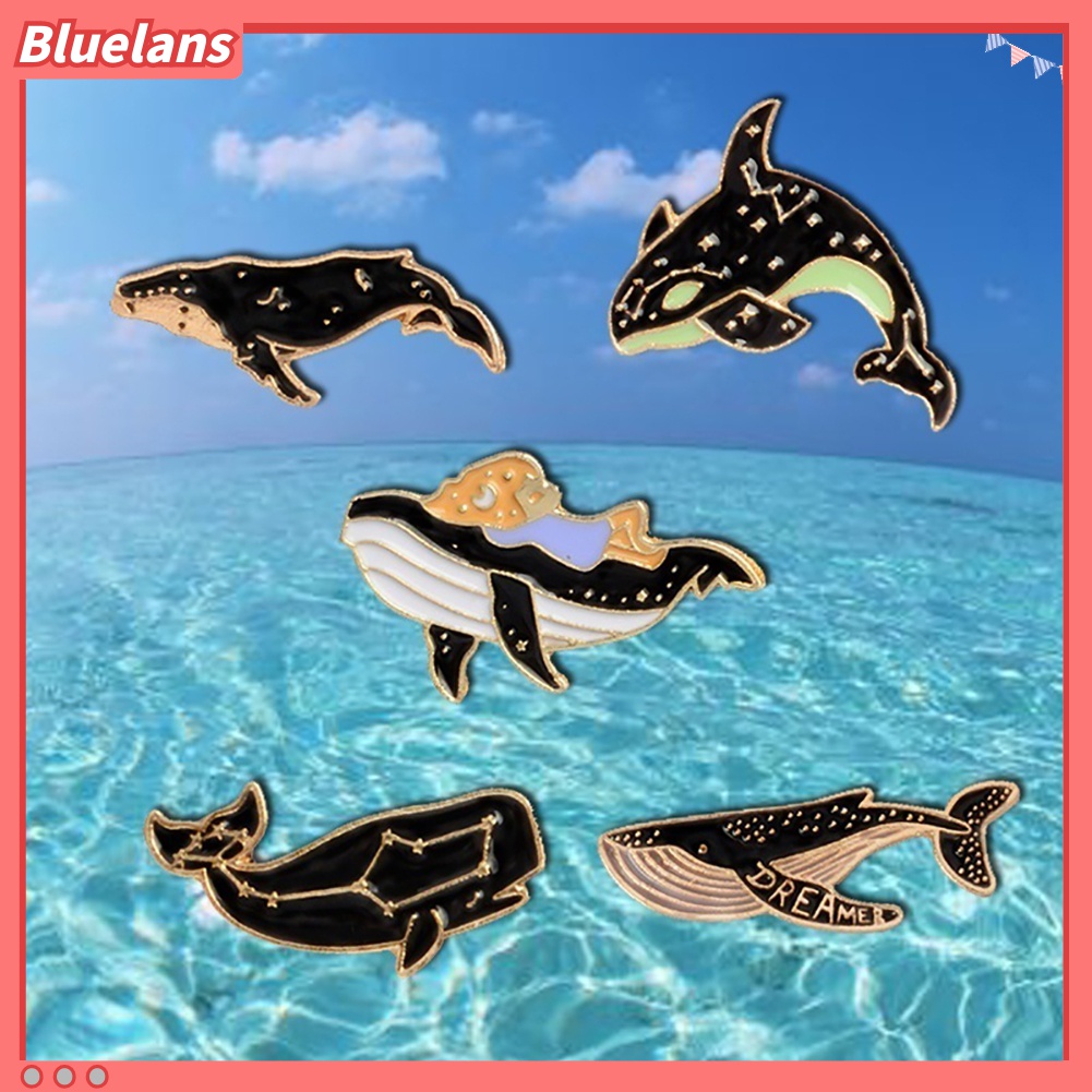 1pc Bros Pin Enamel Bentuk Kartun Paus Lumba-Lumba Untuk Unisex