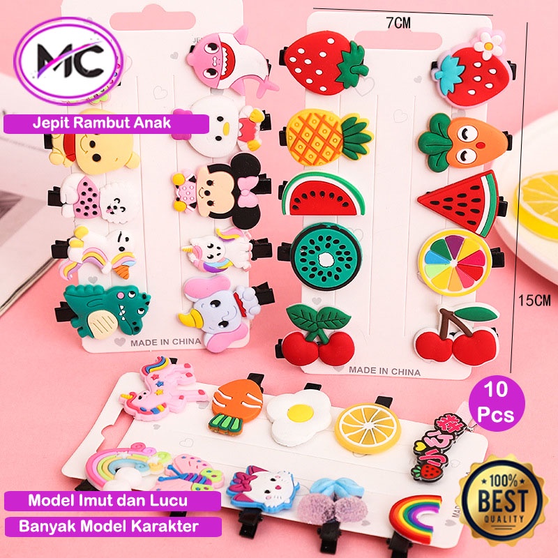 Jepitan Rambut Anak Perempuan Lucu Jepit Rambut Set 10 Pcs Karakter Motif Kartun Imut Murah