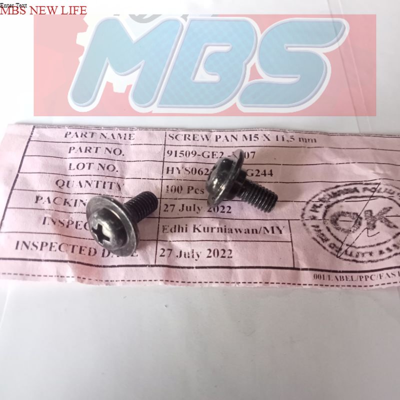 BOLT SCREW PAN M5X12 baut 8 BAUT COVER BODY HONDA