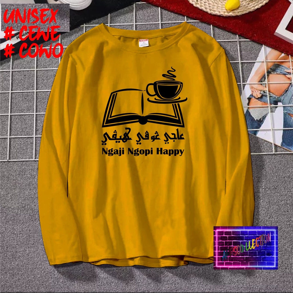 COD/ KAOS NGAJI NGOPI HAPPY SANTRI /KAOS TULISAN/KAOS SANTRI KEKINIAN/KAOS DAKWAH/KAOS ISLAM/SANTRIWATI/KAOS HITS 2022/KAOS BERGAMBAR KAOS EKSPRESI KAOS PRIA TSHIRT WANITA Santai Crew Neck V-Neck Slim-fitting Polos Setrip Hitam Putih Crew Neck