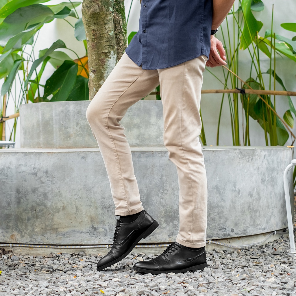 Wilmer Series | Sepatu Pantofel Hitam Pria Casual Kerja Cowok Oxford Longwing Wingtip Pantofel Laki | Lvnatica x FORIND