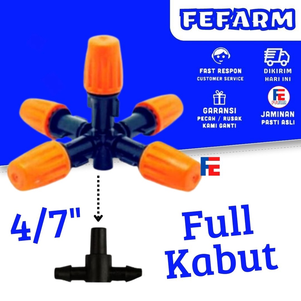 SPRAYER KABUT 5 ARAH WAY NOZZLE TEE 6MM  4X6MM 7MM 4X7MM  BERKEBUN PENDINGIN KANDANG GRENHOUSE WALET