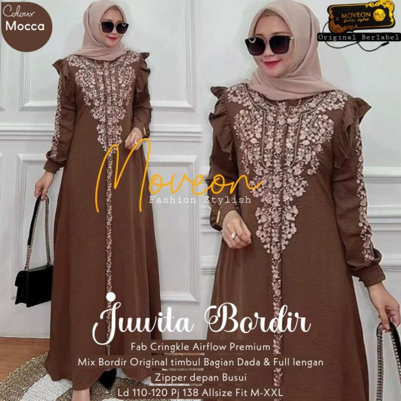 JUWITA BORDIR DRESS WANITA MUSLIM