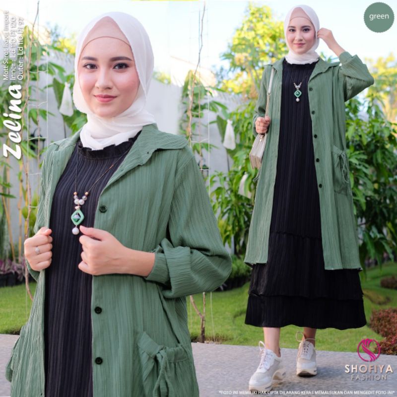 Best Seller Setelan Inner +outer/ Midi dress Zelina Set by Shofiya