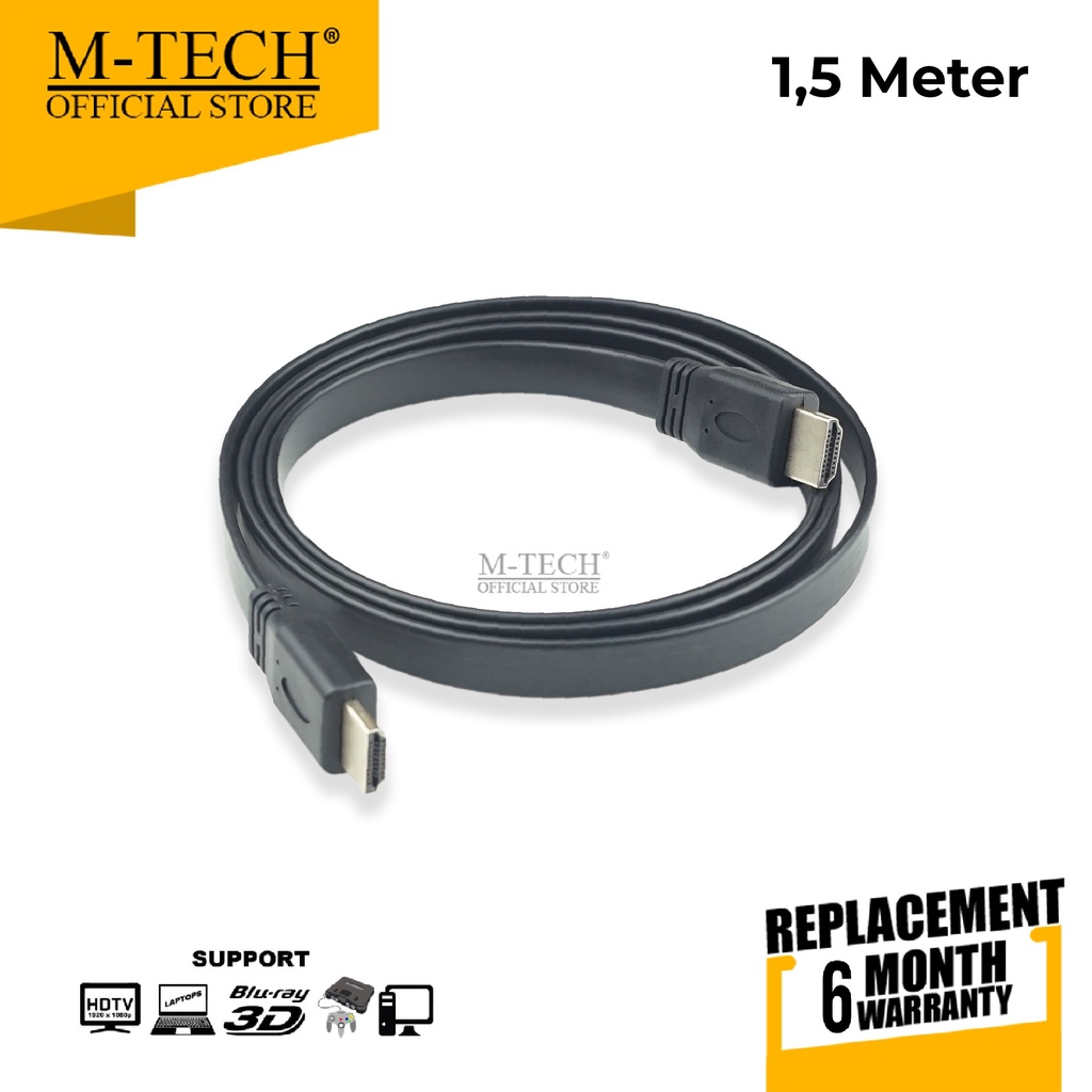 M-TECH Original HDMI Flat V1.4 Kabel HDMI to HDMI Panjang 1.5M