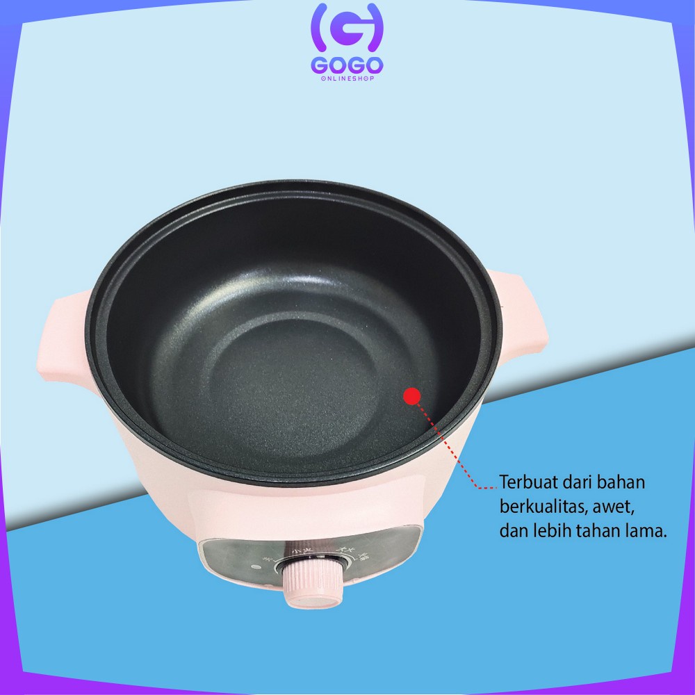 GOGO-C519 Panci Listrik Eletrik Portable Serbaguna / Pan Anti Lengket Kukusan Stainless / Electric Cooker Multifungsi