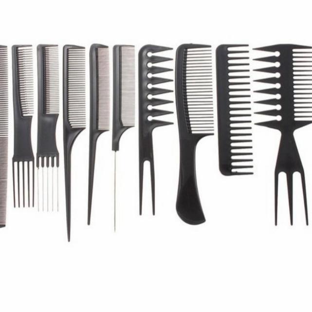 Proses Cepat *COD* Sisir Rambut Wanita Pria 1 set isi 10 pcs / Sisir Rambut Babershop / Sisir Set 10