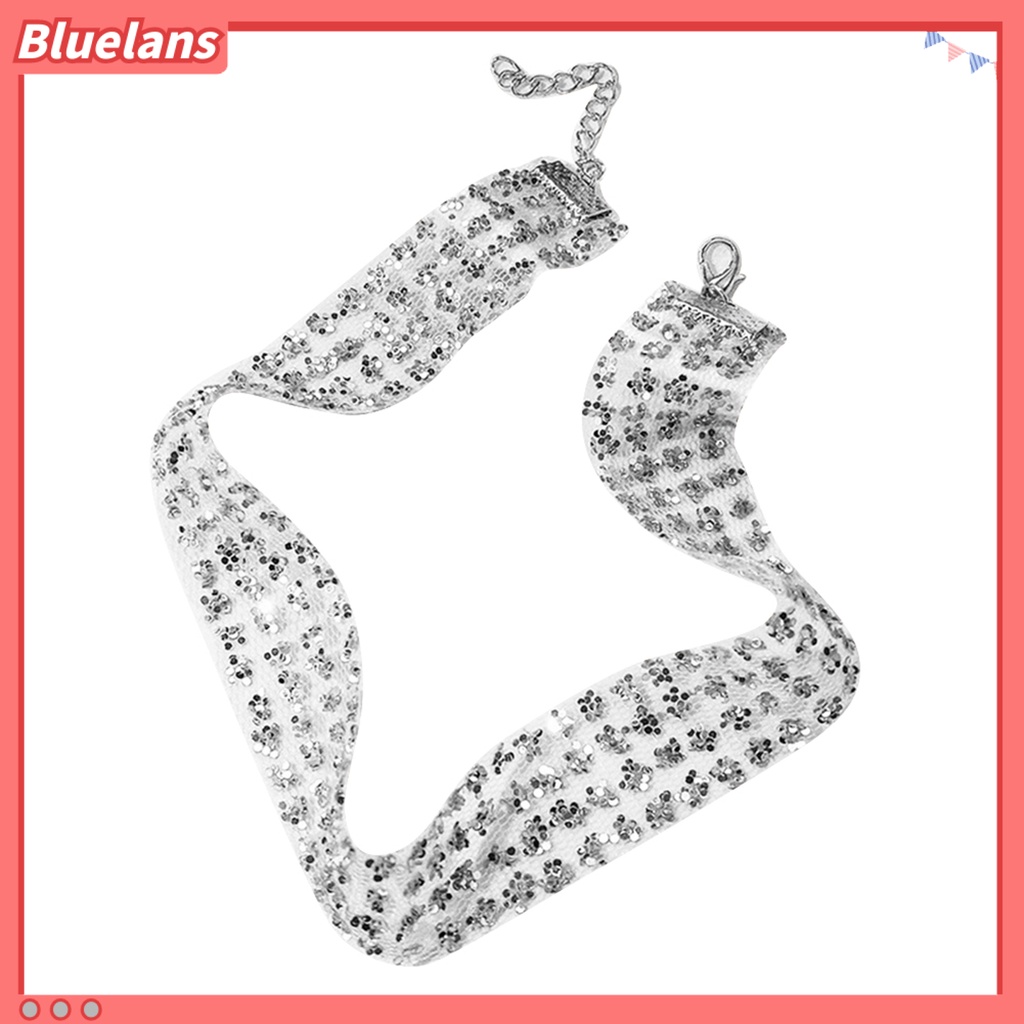 Bluelans Kalung Choker Wanita Bahan Sequin Berkilau Untuk Pesta / Club