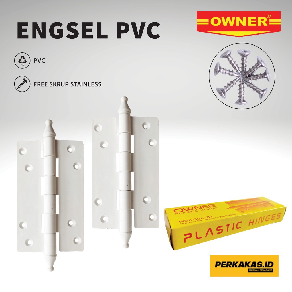 Engsel Pintu Kamar Mandi PVC Putih 4 Inch OWNER