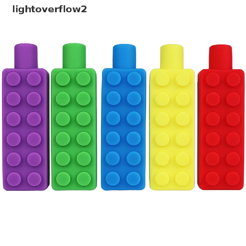 (lightoverflow2) 1pc Mainan Gigit Pensil Silikon Warna Warni (ID)