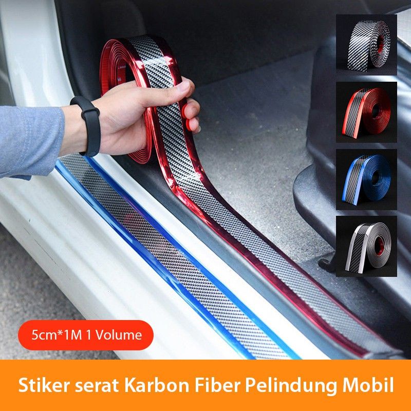 Stiker Mobil 3d/karbon Kevlar Ticker Karets  Pelindung Pintu Sill Plate Anti Gores