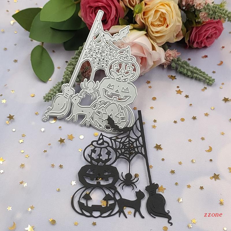 Cetakan Stensil Cutting Dies Motif Labu Halloween Bahan Metal Untuk Scrapbook / Craft DIY