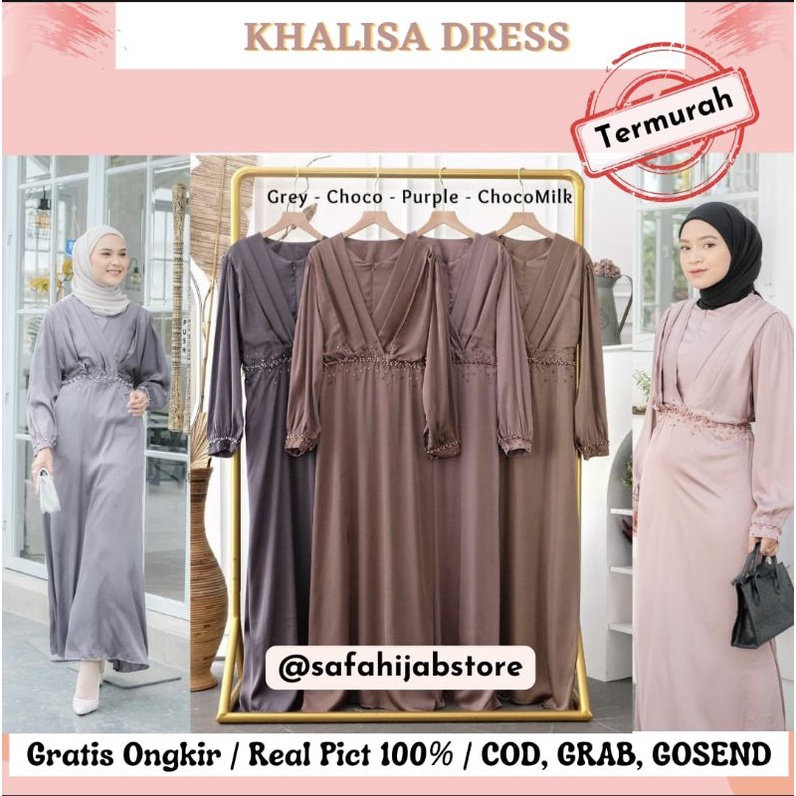 KHALISA DRESS/DRESS KONDANGAN/DRESS SERAGAMAN/DRESS SILKY/DRESS PAYET