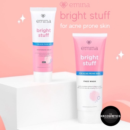 EMINA Bright Stuff for Acne Prone Skin Moisturizing Cream Face Wash 50 100 ml