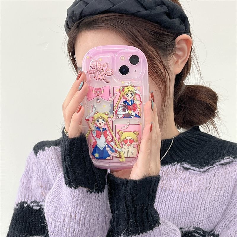 Case Motif print Kartun Perempuan pink Untuk iPhone 12 13 14 11 Pro Max X Xs Max Xr gujdo7