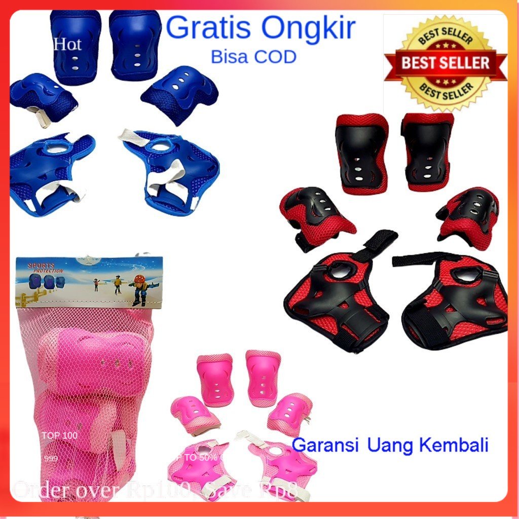 [ Original ] Pelindung Lutut Olahraga Anak Pengaman Sepatu Roda Deker Lutut Pendek Inline Skate Peli