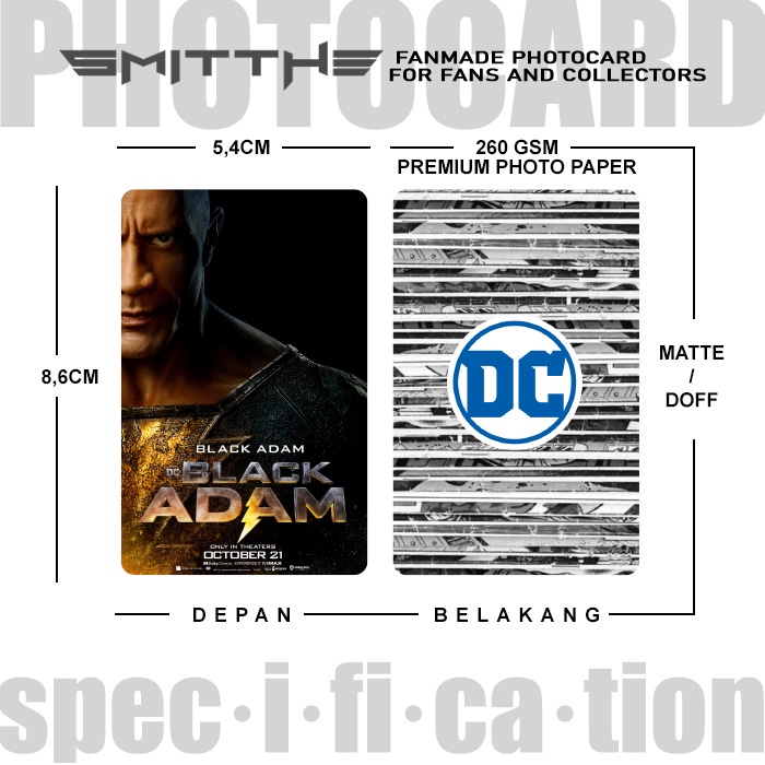 Photocard BLACK ADAM Unofficial Kartu Koleksi Photo Card