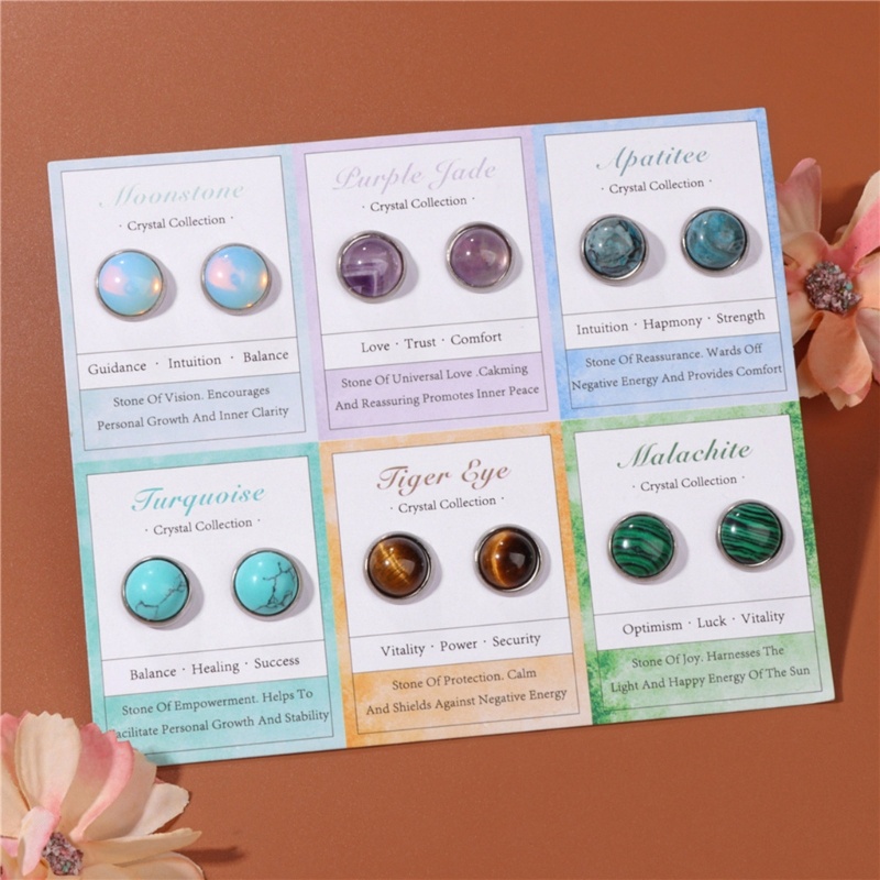 Anting Kristal Batu Akik Birthstone Gaya Minimalis Untuk Liburan