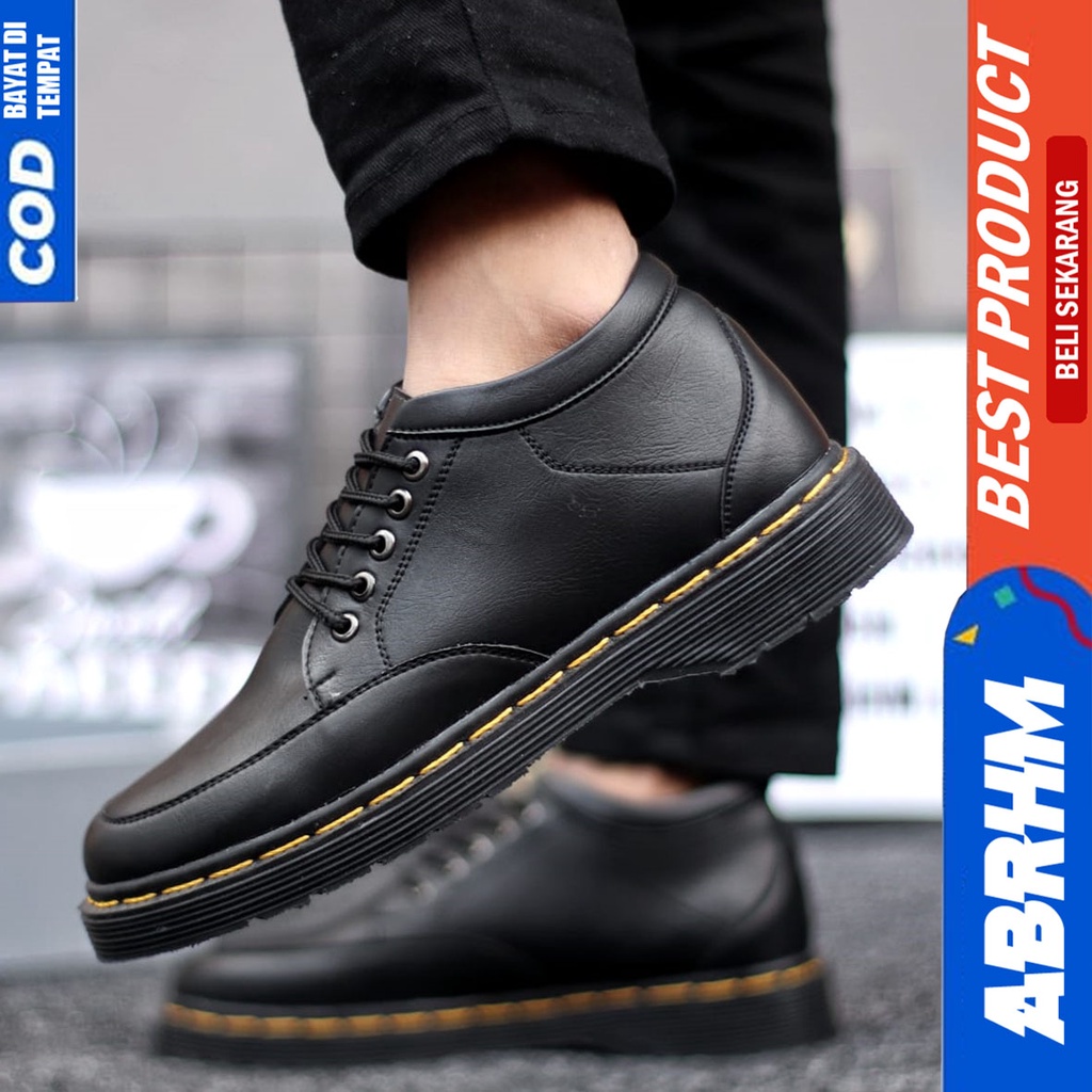 Sepatu Formal Pantofel Docmart Low Boots Kerja Hitam Pria Abrhm GAVI