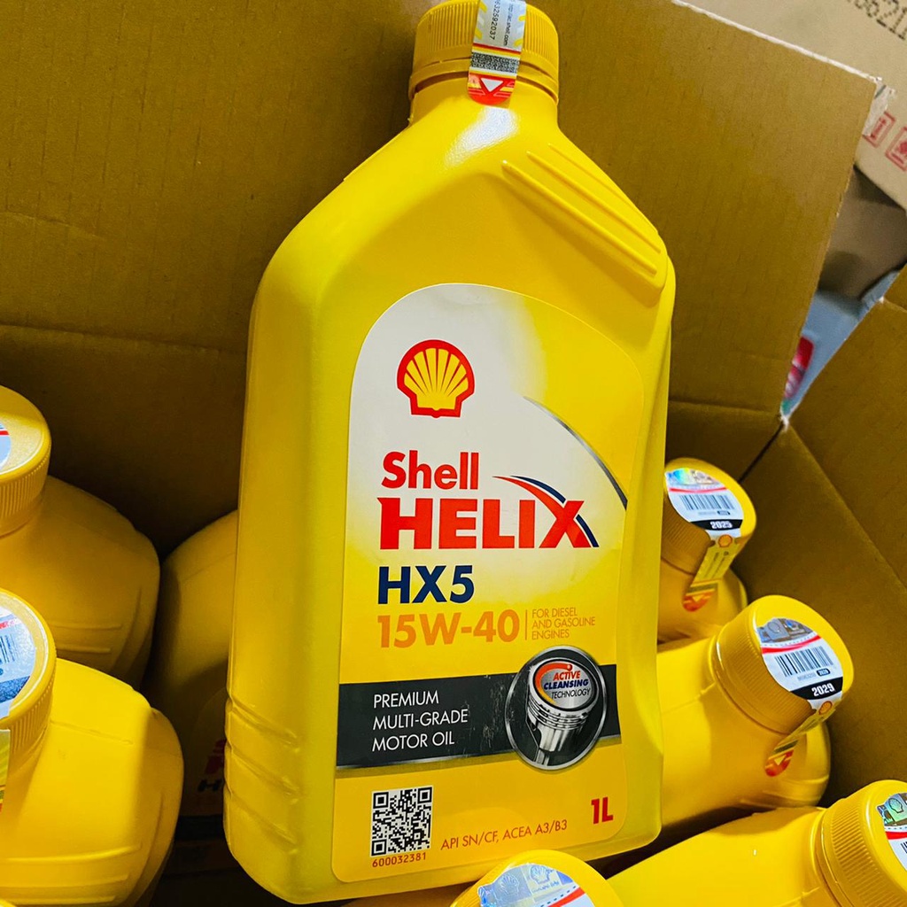 1 DUS SHELL HELIX HX 5 1LITER OLI PELUMAS MESIN SHELL HELIX HX5 API SN/CF, ACEA A3/B3 SAE 15W-40 1L