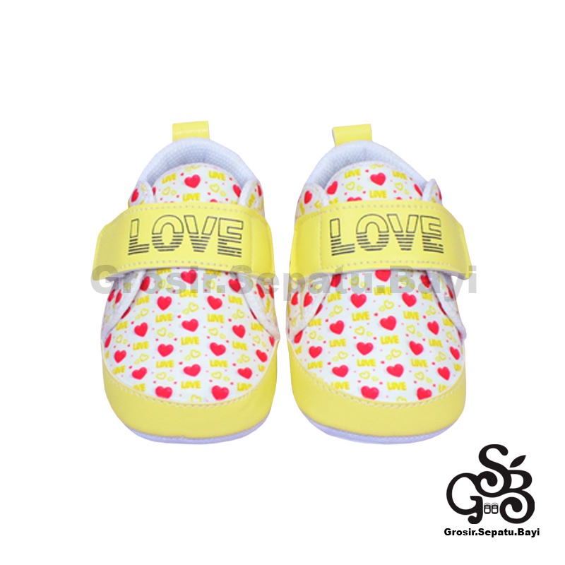 sepatu bayi baby shoes prewalker perempuan newborn umur 2 - 12 bulan model LOVE ringan &amp; fleksibel