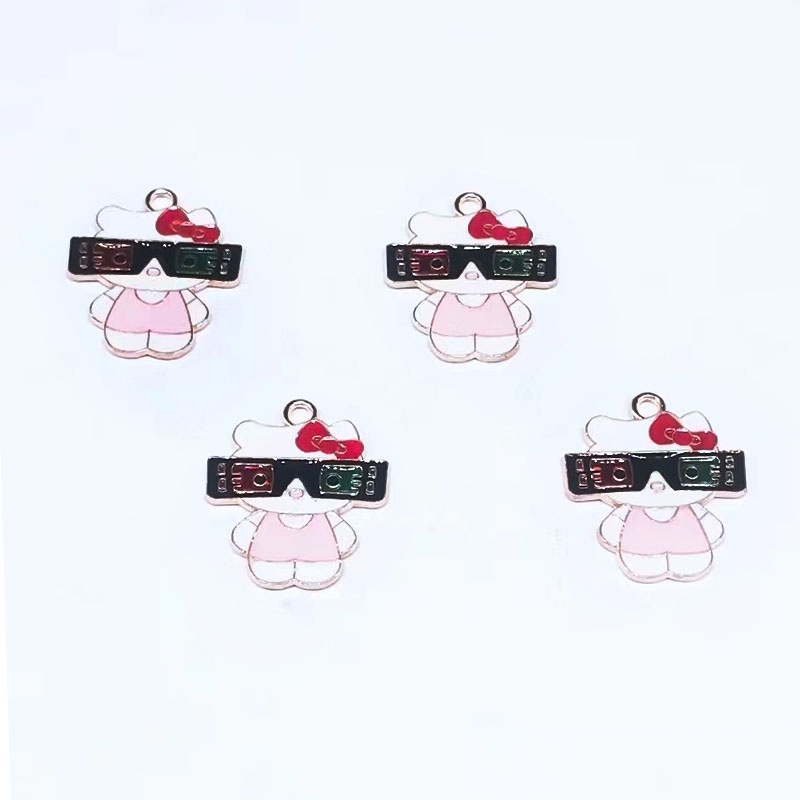4 Pcs Liontin Enamel Bentuk Kucing Anjing Campuran Untuk Membuat Perhiasan Kalung Anting