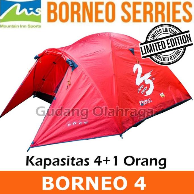 [COD] Tenda MIS BORNEO 4 Mountain Inn Sports / Tenda Camping Dome 4 Orang BERGARANSI Kode 1243