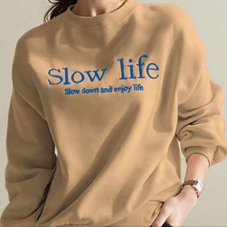 Sweater Wanita Slow Life - Crewneck Oblong Wanita Terbaru - Bahan fleece - Allsize
