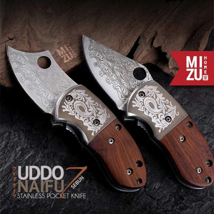 MIZU UDDONAIFU-SEBUN Stainless Pocket Knife Pisau Saku Lipat BROWNING