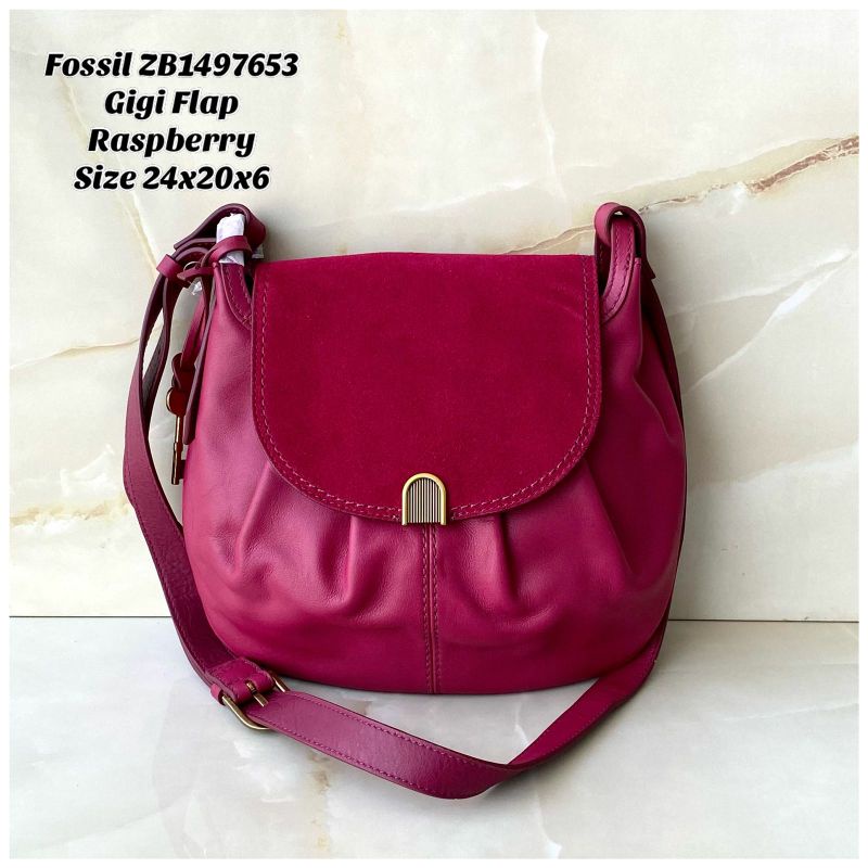 fossil gigi flap raspberry crossbody bag