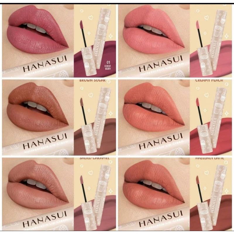 HANASUI ️BPOM BOBA Mattedorable Lip Cream Tintdorable Lip Tint | Lip Stain | Lipstick dual function bibir blush on lip and cheek