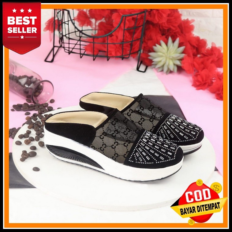 Napak X Raindoz Sandal Sendal Wedges Selop Wanita Casual Daily Synthetic Cream Orignal Rmh 345 [Cod]