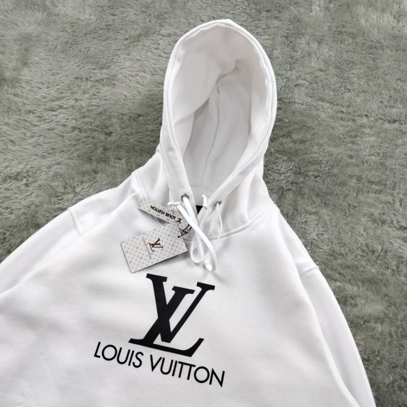 SWEATER HOODIE LOUIS VUITTON BASIC HITAM&amp;PUTIH AUTHENTIC FULLTAG &amp; LEBEL