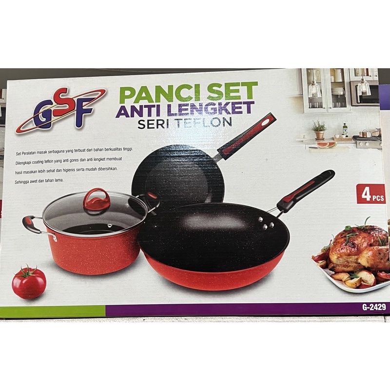 panci set gsf 2429 teflon anti lengket / set panci teflon gsf