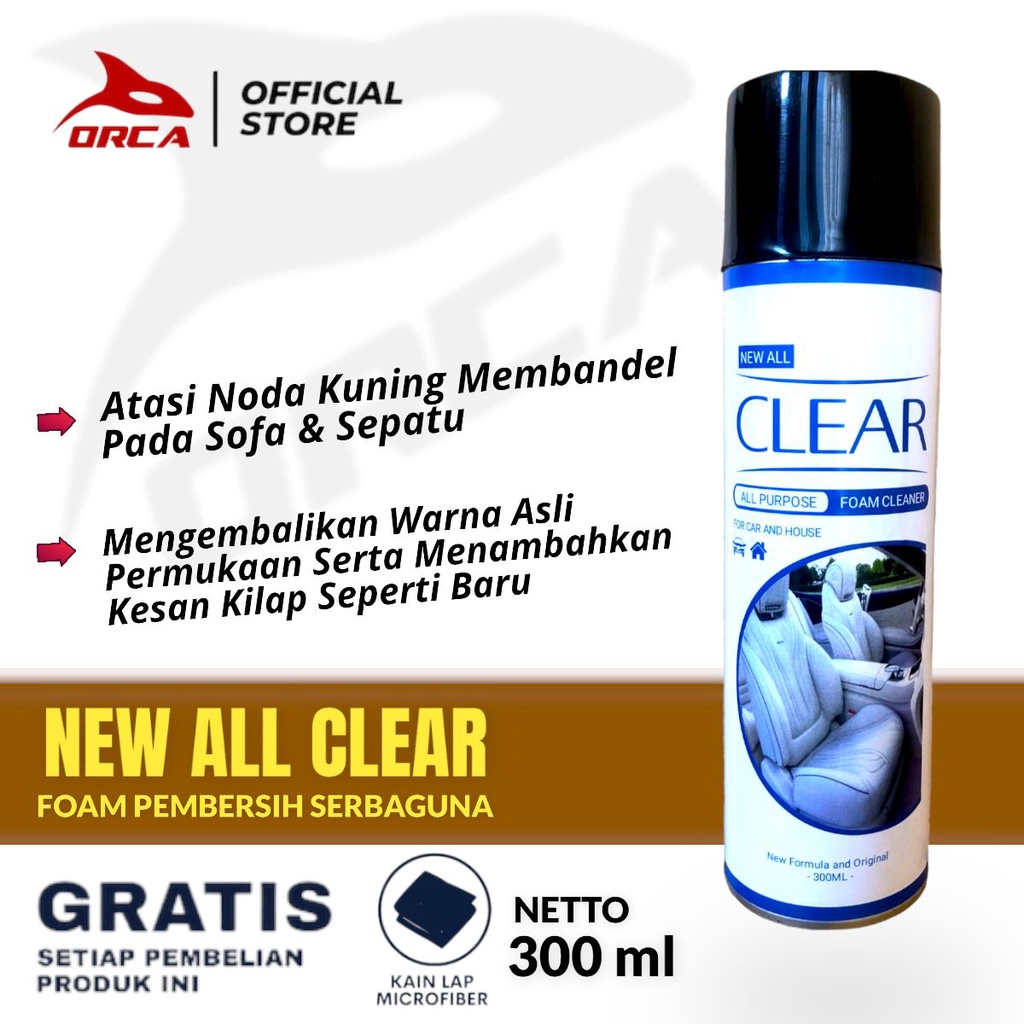 Shoes Instant Cleaner Foam Cleaner Pembersih 300ml Foam Cleaner Cairan Pembersih Serbaguna 300ml Free Lap Microfiber