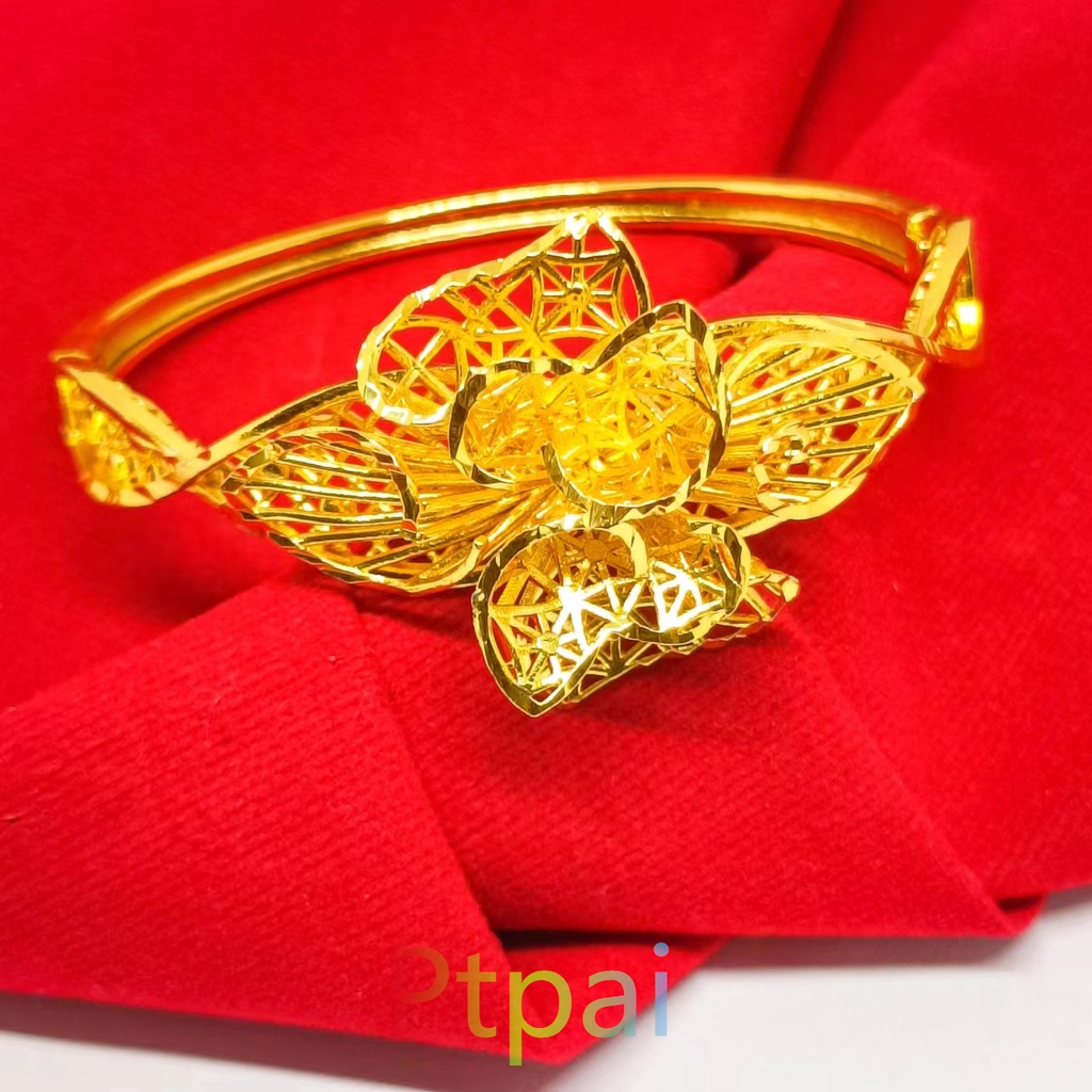 Gelang Kendari Wanita Motif Bunga Perhiasan Dubai Lapis Emas 24K Gold Fashion Xuping
