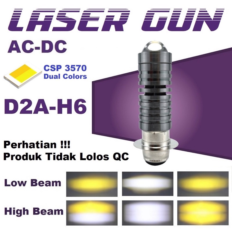 Lampu Led H6 LASER Hi Loo Beam Dual Colour H6 LASICC H6 2WARNA NYALAH PUTIH KUNING(( H6-2WARNA))