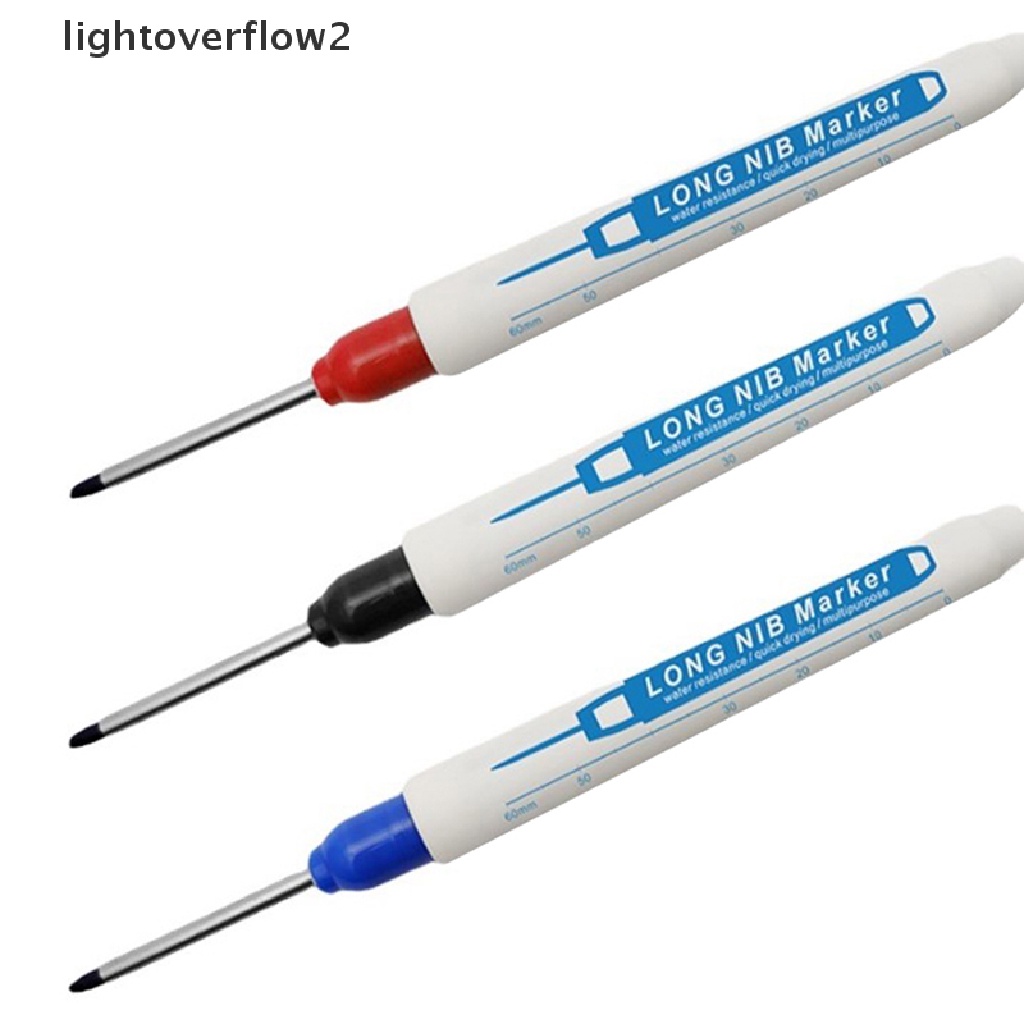 (lightoverflow2) 3pcs / Set Spidol Marker Kepala Panjang 30mm Tinta Merah / Hitam / Biru
