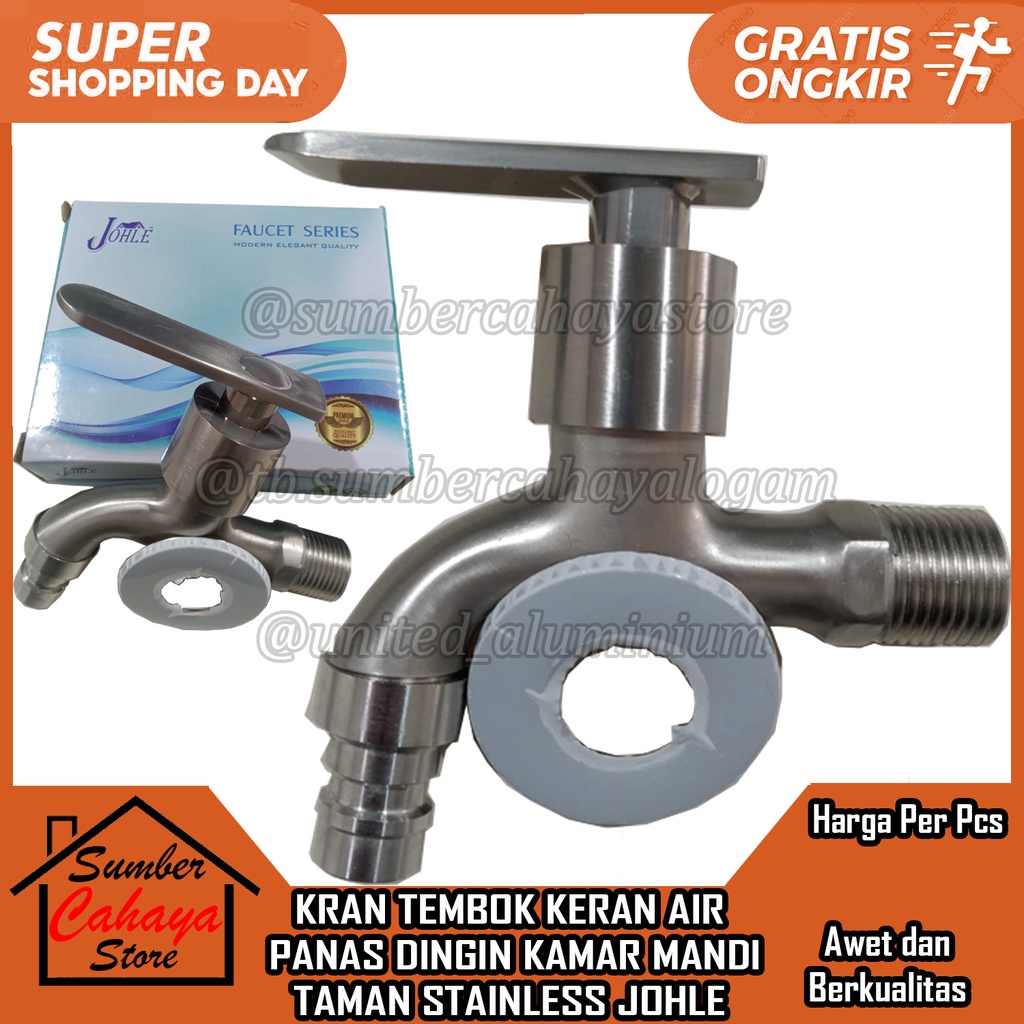 Kran Air Tembok keran Taman Kamar Mandi Tancap Dinding Stainless Steel handle engkol hendel handle P