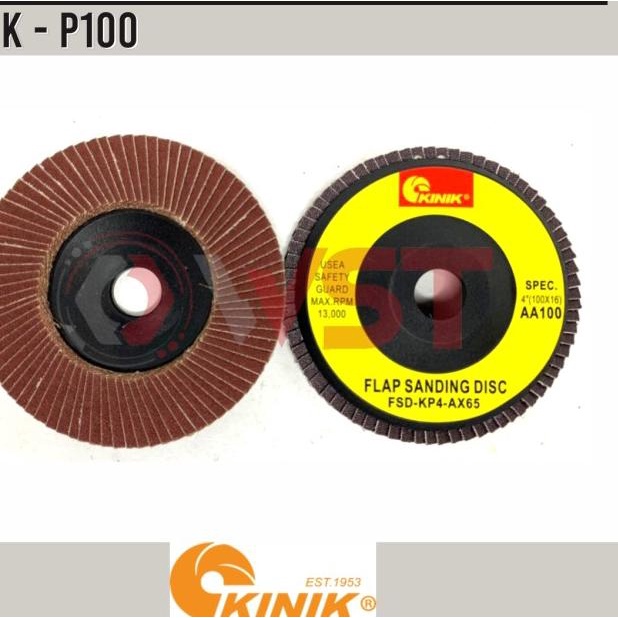 KINIK Batu Amplas Susun Bulat 4inch A100 / Kinik Flap Disc Grid 100