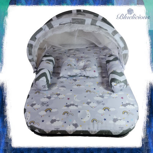 Kasur Lipat Kelambu Bayi - Set Bedding lipat  - Matras Baby Motif Mix