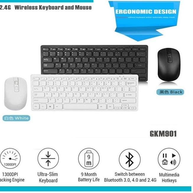 Terbaru dan terlaris GKM901 MINI KEYBOARD WIRELESS + MOUSE WIRELESS TERMURAH COMBO SET 