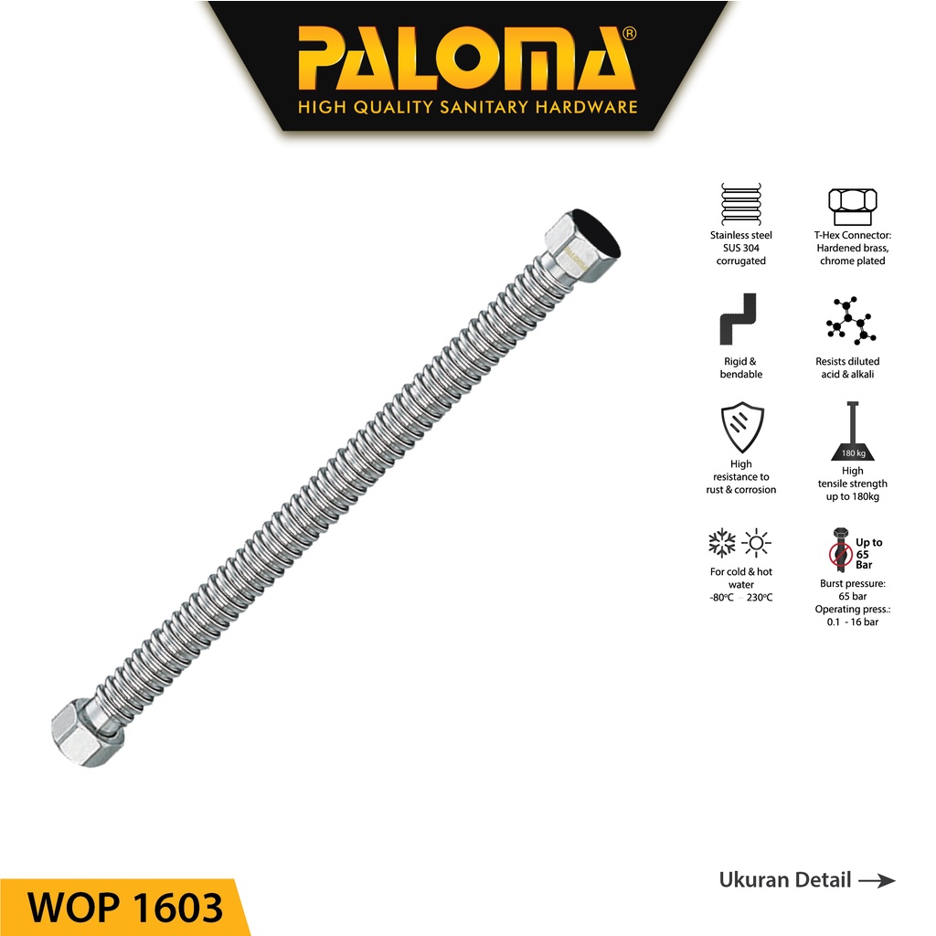 PALOMA Wavy Hose Selang Kaku Flexible Air Panas Selang Water Heater WOP 1603 1604 1605 30cm 40cm 50c