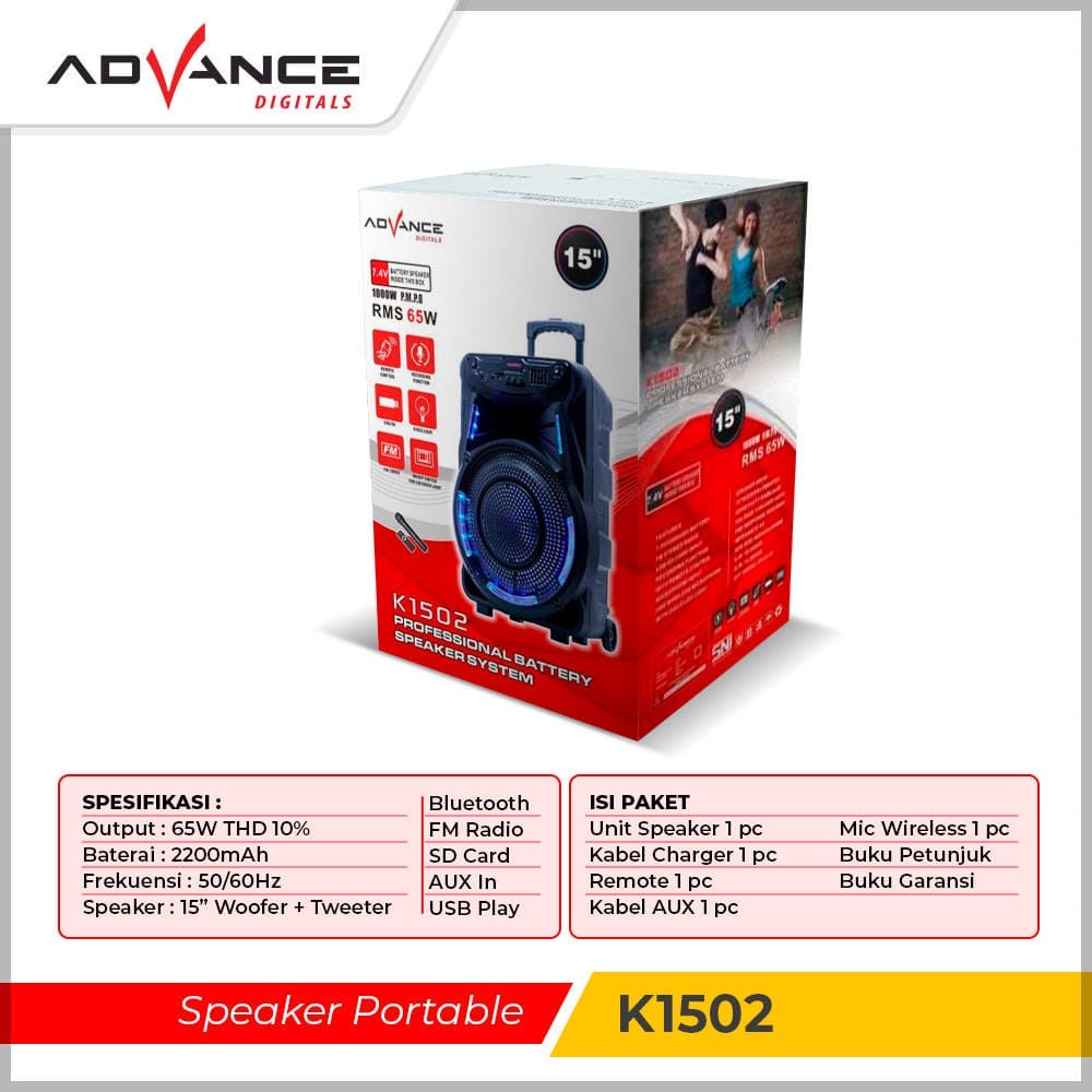 Advance Speaker Meeting Portable K1502 Bluetooth 15&quot;