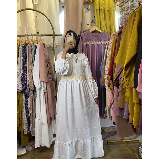 GAMIS Putih polos / Gamis CRINKEL VIRAL / GAMIS CRINKEL MEWAH / GAMIS CRINKEL KEKINIAN/ GAMIS PUTIH