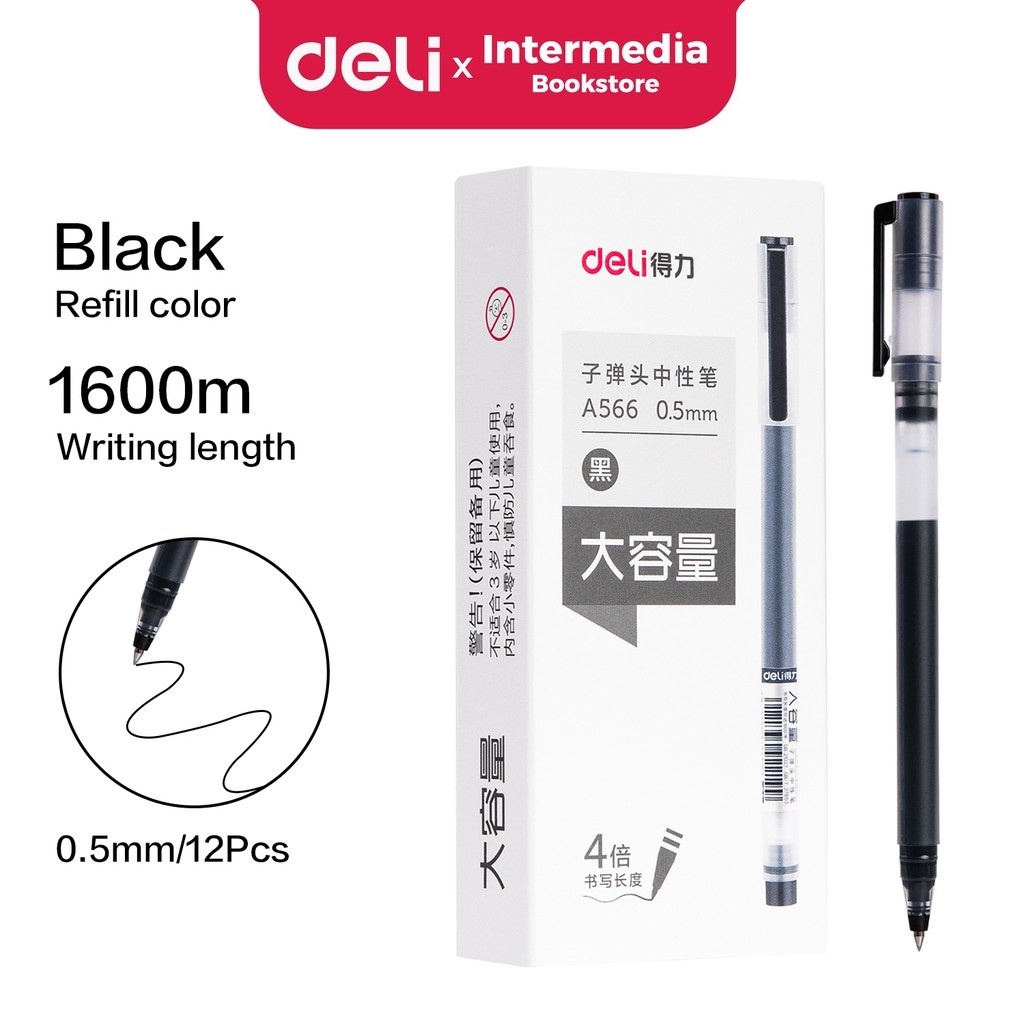 

Deli A566 Office Gel Pen Pulpen Kantor 0.5mm Warna Tinta Hitam