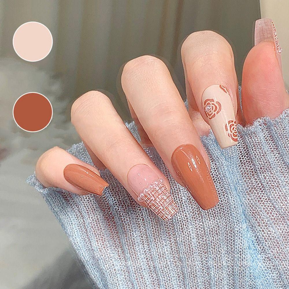 AUGUSTINA Agustina 3D Stiker Kuku Kotak-Kotak Vintage Wanita Ikatan Simpul Manicures Aksesori England Grain Rose Nail Art Dekorasi