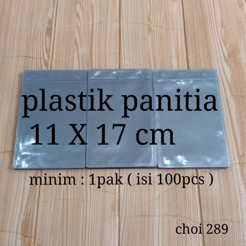 

plastik panitia , plastik name card ,ukuran 11 X 17 cm ,kantong plastik mika cover nametag